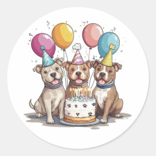 Birthday Pit Bull Dogs Classic Round Sticker
