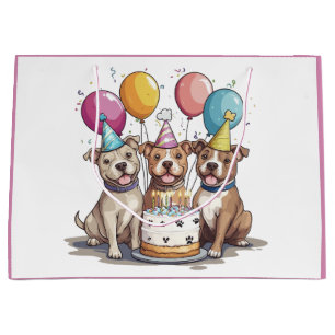 Birthday Pit Bull Dogs Large Gift Bag