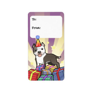 Birthday Pitbull / American Staffordshire Terrier Label