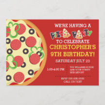 Birthday Pizza Party Invite