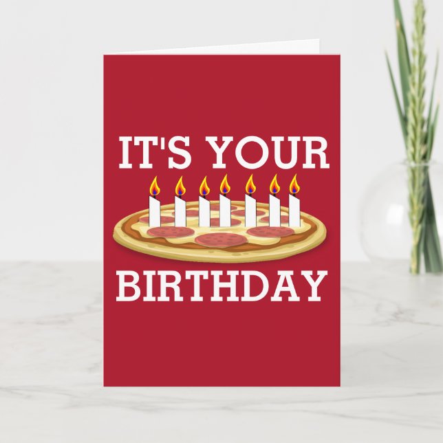 BIRTHDAY PIZZA WITH CANDLES CARD (Front)