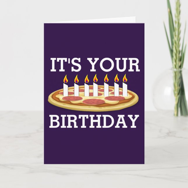 BIRTHDAY PIZZA WITH CANDLES CARD (Front)