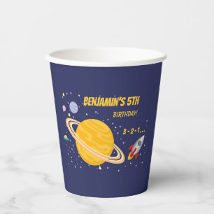 Birthday Planets & Rocket Ship in Outer Space Paper Cups