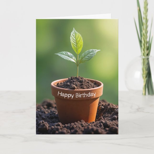 Birthday Plant In Terracotta Pot  Card (Front)