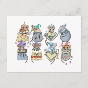 Birthday Pocket Mice Postcard