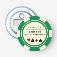Birthday Poker Chip Casino Theme Green Off White