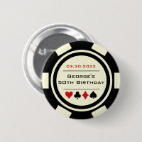 Birthday Poker Chip Casino Theme Red Black