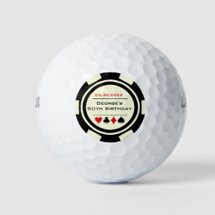 Birthday Poker Chip Las Vegas Theme Red Black Golf Balls