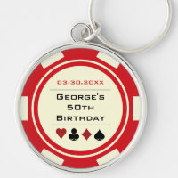 Birthday Poker Chip Las Vegas Theme Red Off White
