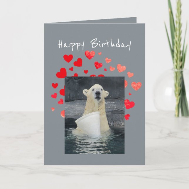 Birthday Polar Bear Bucket of Naughty Fun Humour Holiday Card (Front)