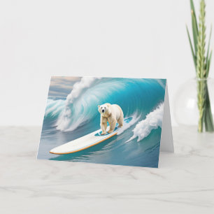 Birthday Polar Bear On A Surfboard Card