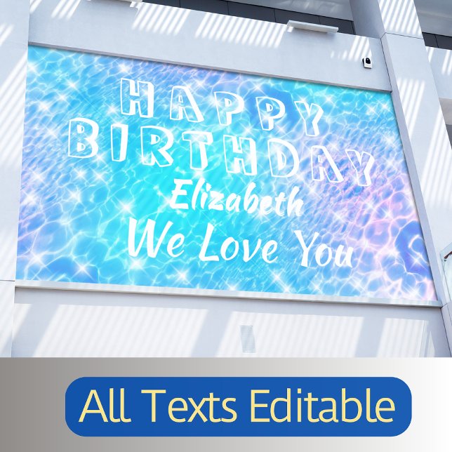 Birthday pool party Beach party Water ripples chic Banner (Creator Uploaded)