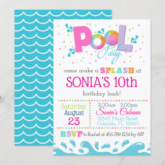 Birthday Pool Party Invitation Pink