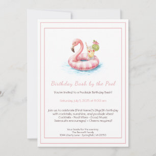 Birthday Pool Party Invitation with Cocktails 