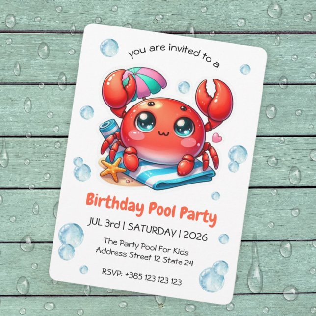Birthday Pool Party Kid's Birthday Invitation (Creator Uploaded)