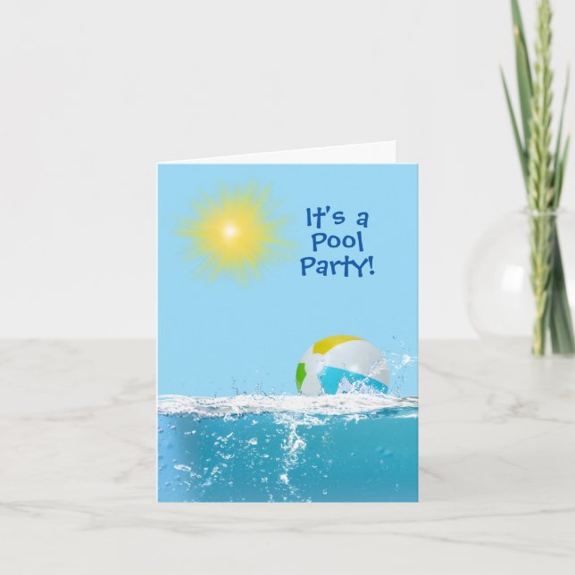 Birthday Pool Party with Beach Ball Invitation (Front)