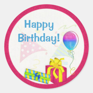 Birthday Pop Classic Round Sticker