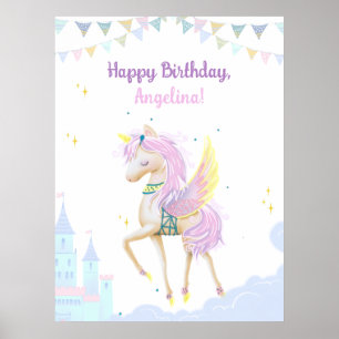 Birthday Poster with an adorable unicorn.