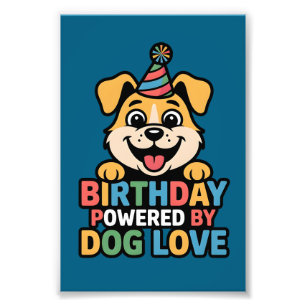 Birthday Powered by Dog Love Design Photo Print