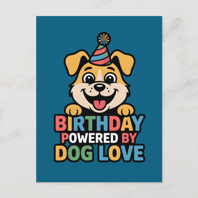 Birthday Powered by Dog Love Design Postcard (Front)