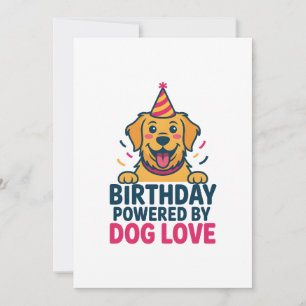 Birthday Powered by Dog Love Illustration Holiday Card