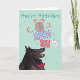 Birthday Presents Belgian Sheepdog Card