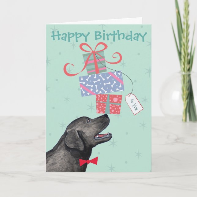 Birthday Presents Black Lab Card (Front)