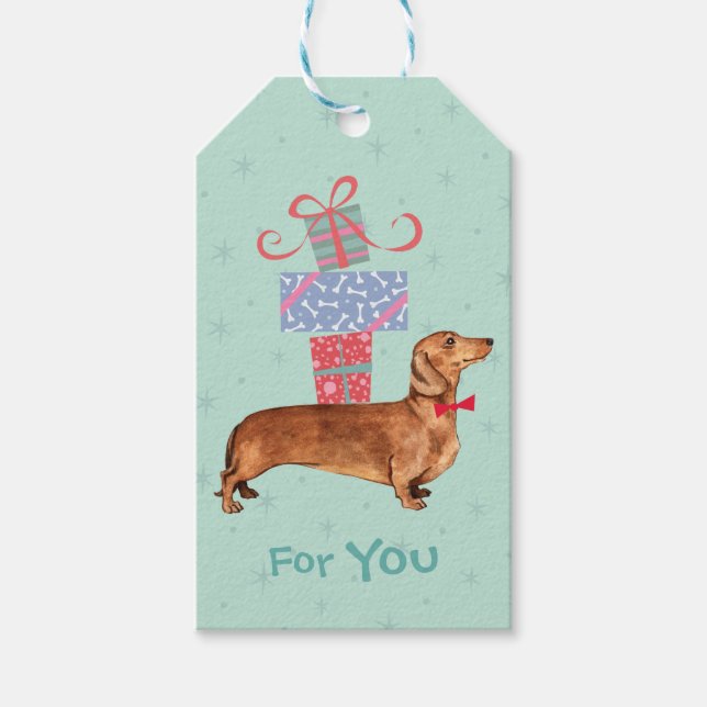 Birthday Presents Dachshund Gift Tags (Front)