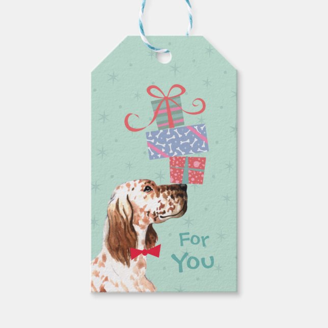 Birthday Presents English Setter Gift Tags (Front)