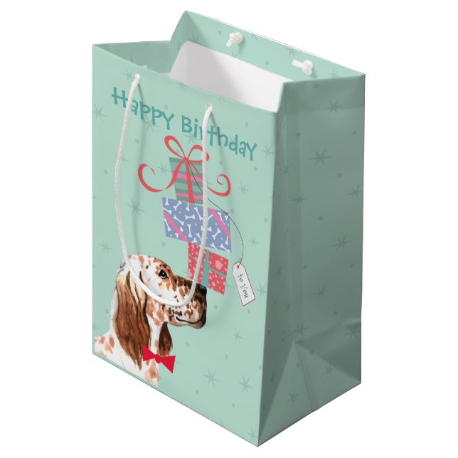 Birthday Presents English Setter Medium Gift Bag (Front Angled)