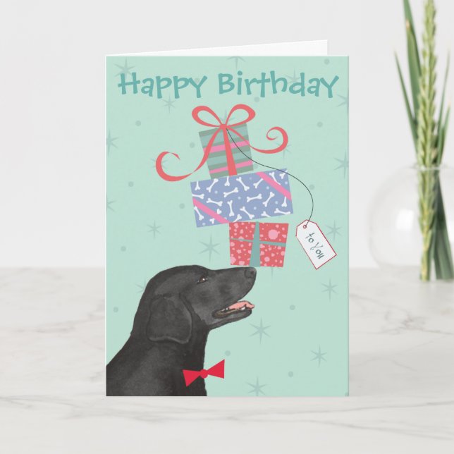 Birthday Presents Flat-Coated Retriever Card (Front)