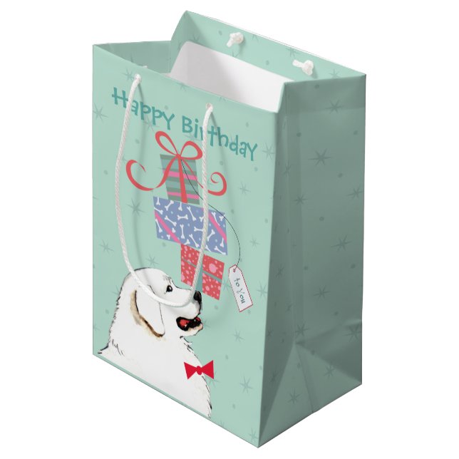 Birthday Presents Great Pyrenees Medium Gift Bag (Front Angled)
