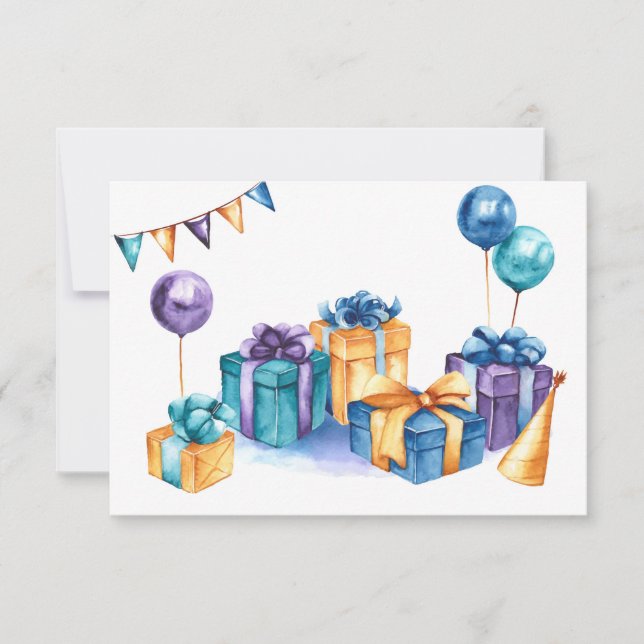 Birthday Presents Horizontal Greeting Card (Front)