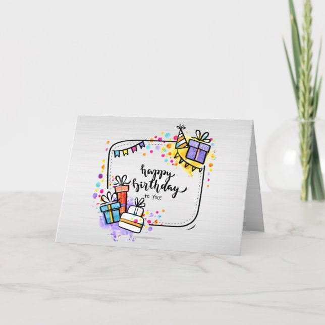 Birthday Presents (Optional Photo) Card (Front)