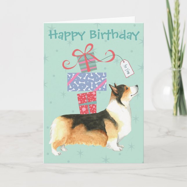 Birthday Presents Pembroke Welsh Corgi Card (Front)