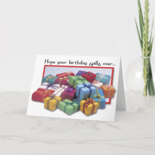 Birthday Presents Spill Over Card (Front)