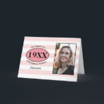 Birthday Pretty Pink Girly Striped Photo Template<br><div class="desc">Personalised birthday greeting card photo template celebrating the "Birth Of A Wonderful Woman". Add the name,  year and photo using our simple template. We also have a range of gifts and party supplies to match.</div>