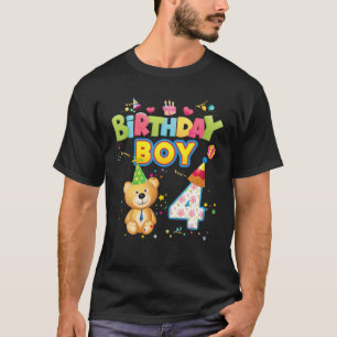 Birthday Prince 4Th Cute Teddy Bear 4 Year Old Boy T-Shirt