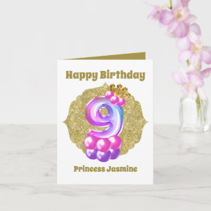 Birthday Princess 9th Birthday add name sentiment  Card