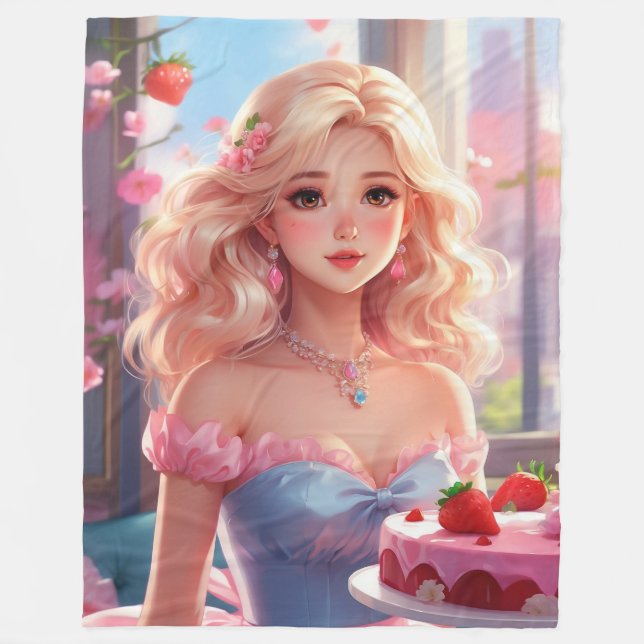 Birthday princess  fleece blanket (Front)