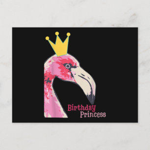 Birthday Princess Girl Flamingo Cute Flamingo Holiday Postcard