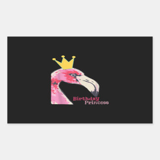 Birthday Princess Girl Flamingo | Cute Flamingo Rectangular Sticker