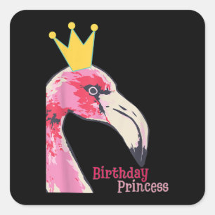 Birthday Princess Girl Flamingo   Cute Flamingo Square Sticker
