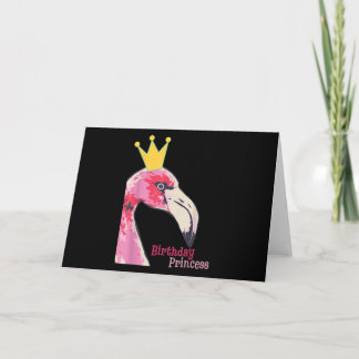Birthday Princess Girl Flamingo | Cute Flamingo Thank You Card