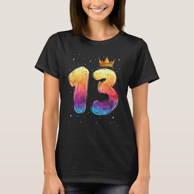 Birthday Princess Girl Tie Dye 13 Thirteen Year Ol T-Shirt (Front)
