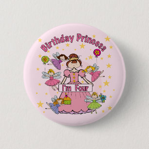 Birthday Princess I'm Four T-shirts and Gifts 6 Cm Round Badge