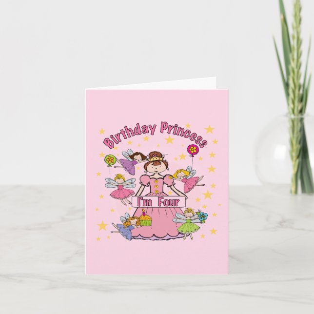Birthday Princess I'm Four T-shirts and Gifts Card (Front)