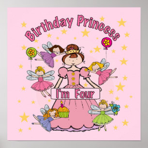 Birthday Princess I'm Four T-shirts and Gifts Poster