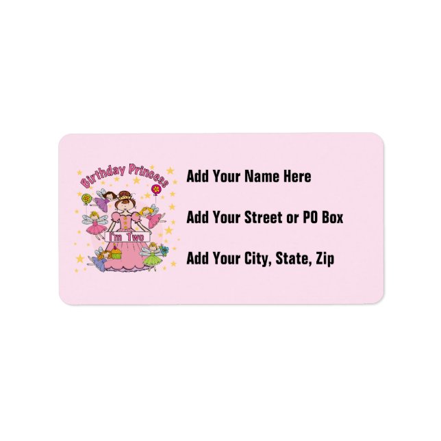 Birthday Princess I'm Two T-shirts and Gifts Label (Front)