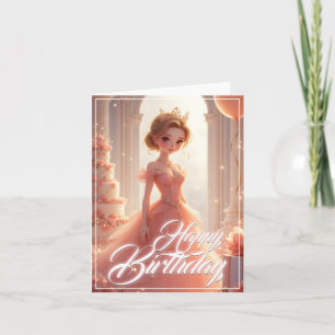 Birthday Princess in a Dreamy Pink Gown Card